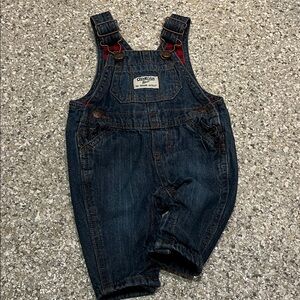 3 Months OshKosh B'gosh Dark Blue Denim Overalls with Red Accents